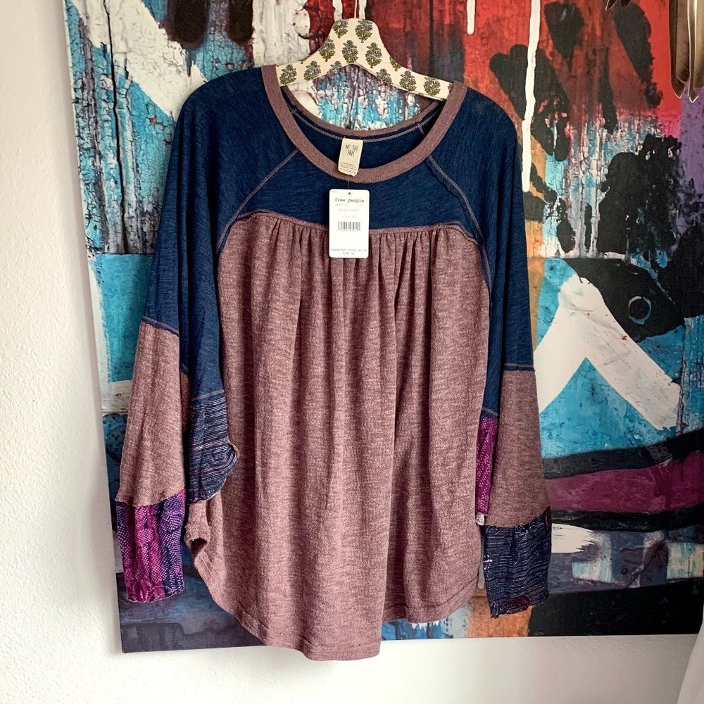 We the Free / Free People XL Purple Flowy Top *NWT